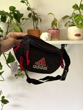 adidas Black Waist Pack with Red Accents